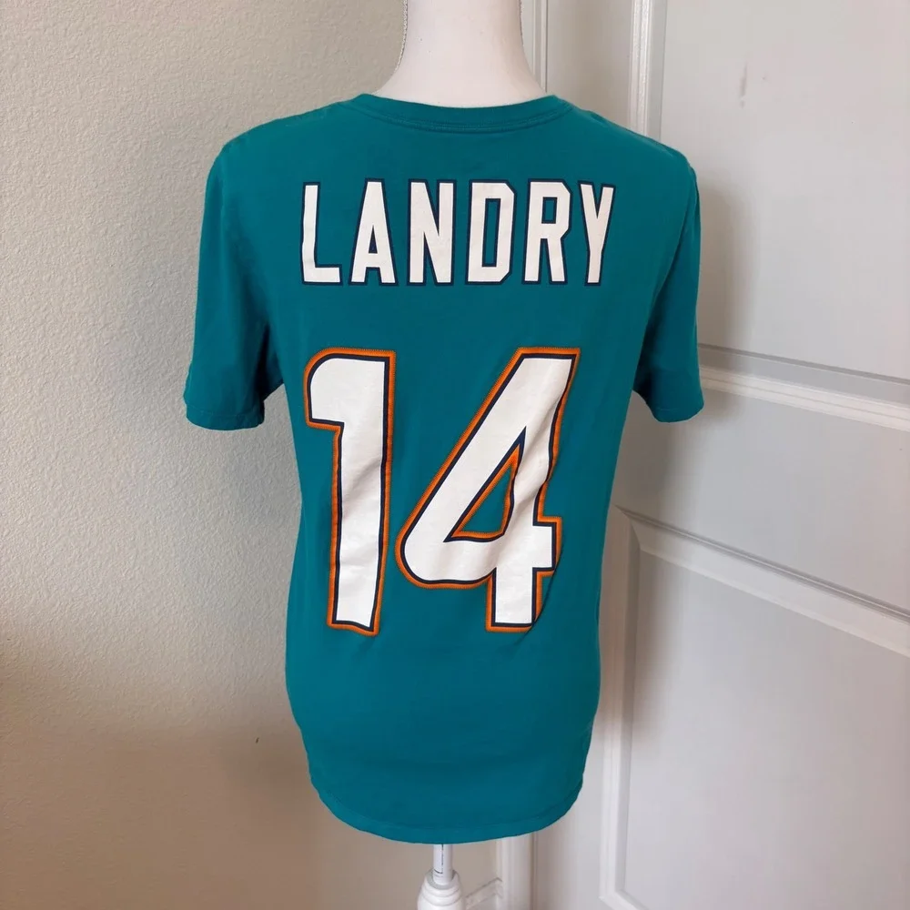 Nike Miami Dolphins Jarvis Landry 14 NFL T-Shirt Womens Small Aqua Teal Athletic
